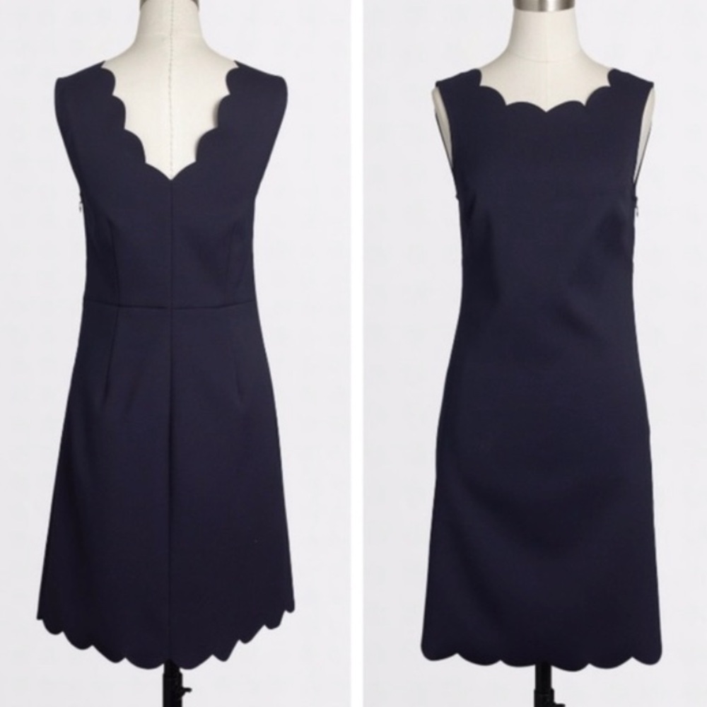 J. Crew Scalloped Navy Dress